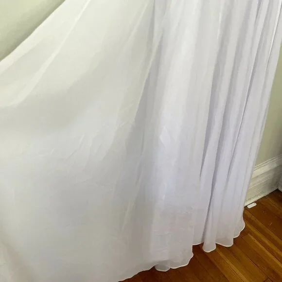 NWT Hebeos white wedding dress formal lace buttons applique women size small - Picture 4 of 14